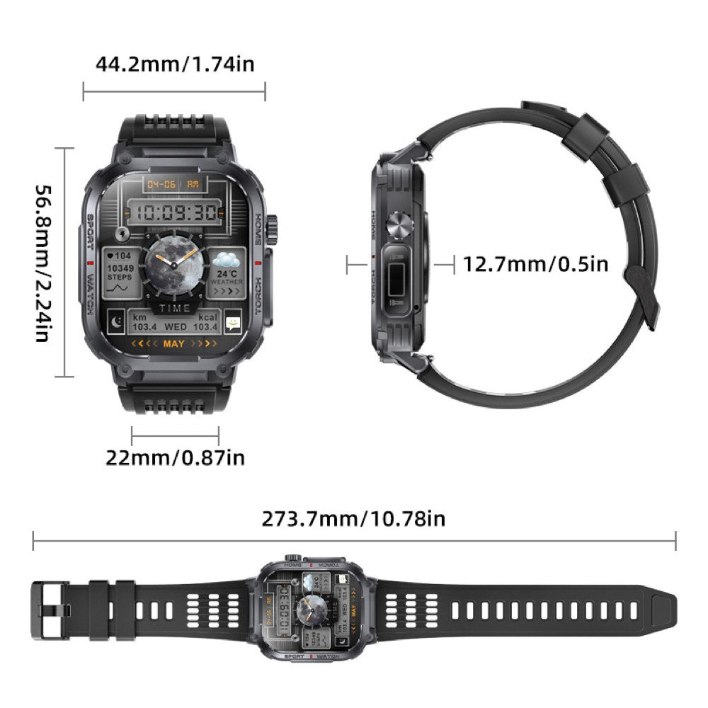 S320B 2.02-inch Bluetooth-compatible Call Smart Watch Health Monitoring Compass Function Waterproof Sports Watch