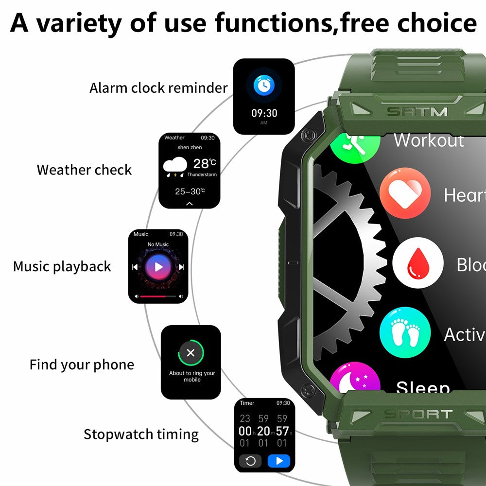 F307 Waterproof Rugged Smart Watch Bluetooth-compatible Call 2.1 inch Screen Sports Tracker Blood Sugar Monitor
