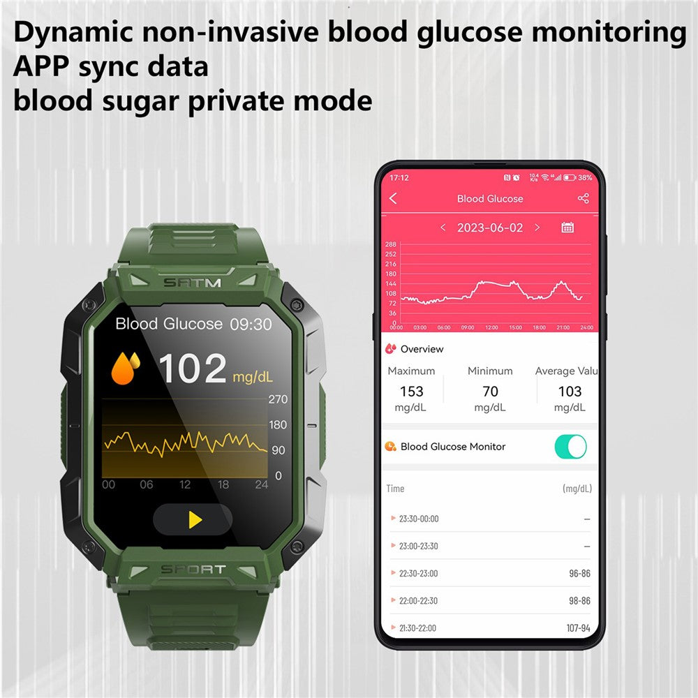 F307 Waterproof Rugged Smart Watch Bluetooth-compatible Call 2.1 inch Screen Sports Tracker Blood Sugar Monitor