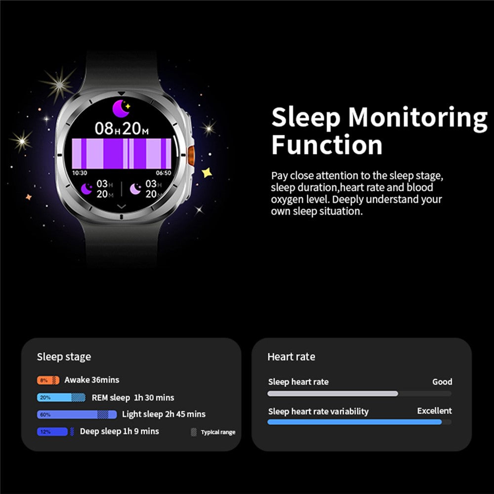W7 1.43-inch AMOLED Screen Health Monitoring Smart Watch Waterproof Sports Smart Bracelet