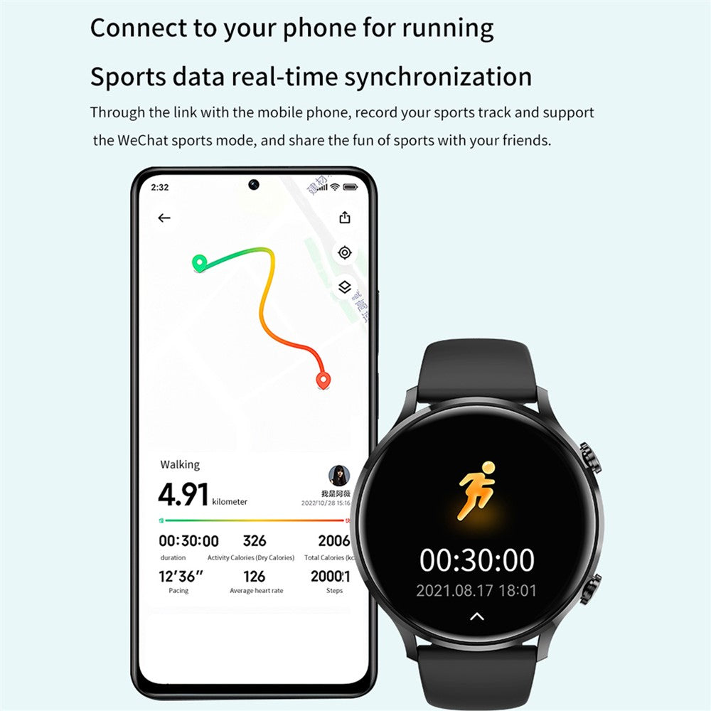 QS40 Silicone Strap 1.39-inch Ultra-Thin Smart Watch Health Monitoring Bluetooth-compatible Calling Sport Watch