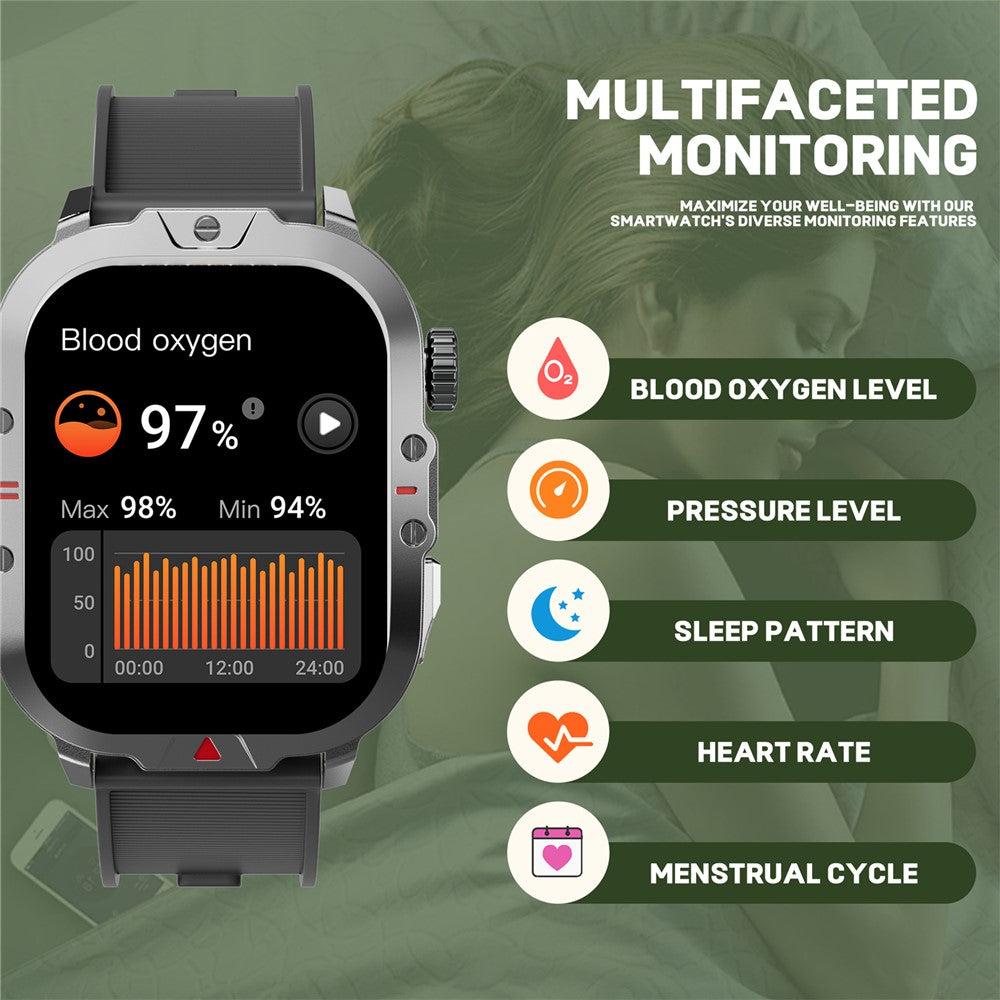 V17 Smart Watch Bluetooth-compatible Call Health Monitor Multi-Sport Tracker IP68 Waterproof Smartwatch, Silicone Strap
