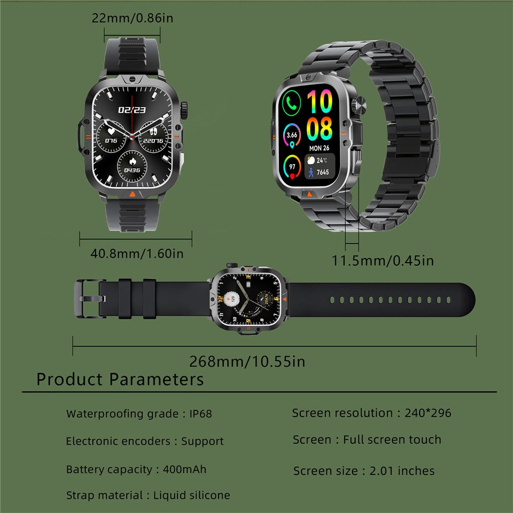 V17 Smart Watch Bluetooth-compatible Call Health Monitor Multi-Sport Tracker IP68 Waterproof Smartwatch, Silicone Strap