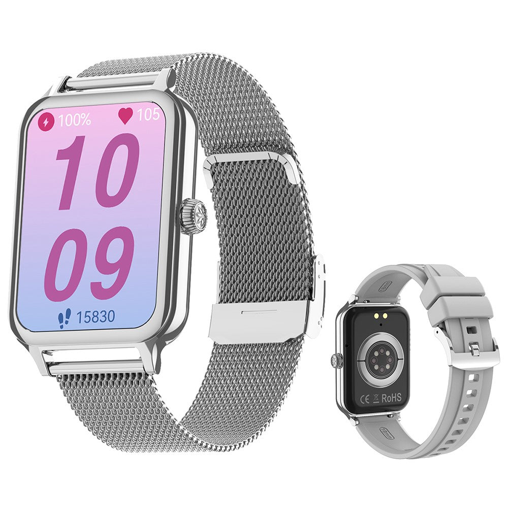 DTV1 1.74 inch AMOLED Display Smart Watch Bluetooth-compatible Call Fitness Tracker Smartwatch with Steel / Silicone Strap
