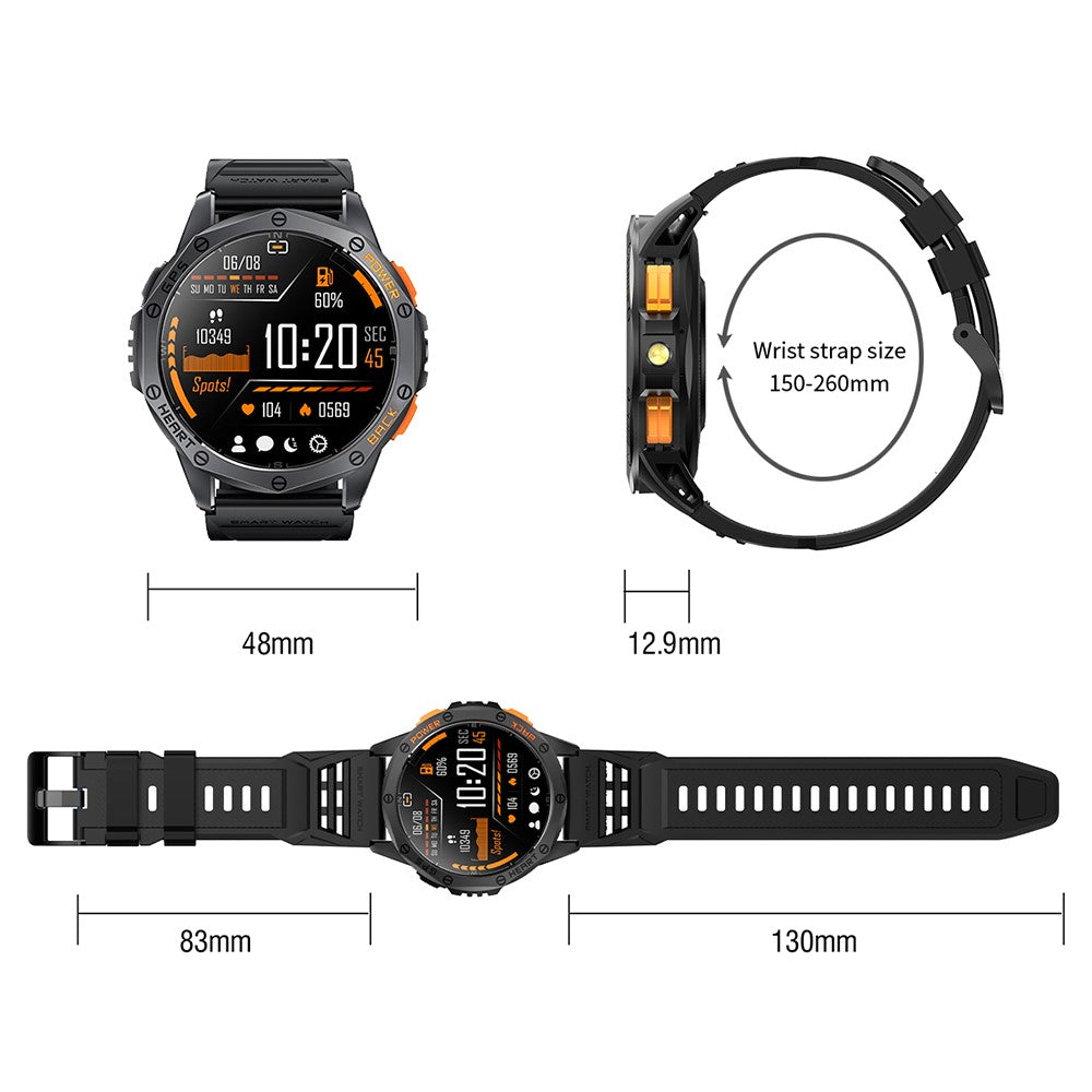 K67 GPS Smart Watch with Flashlight 1.43-inch AMOLED Screen Fitness Tracker Support Compass