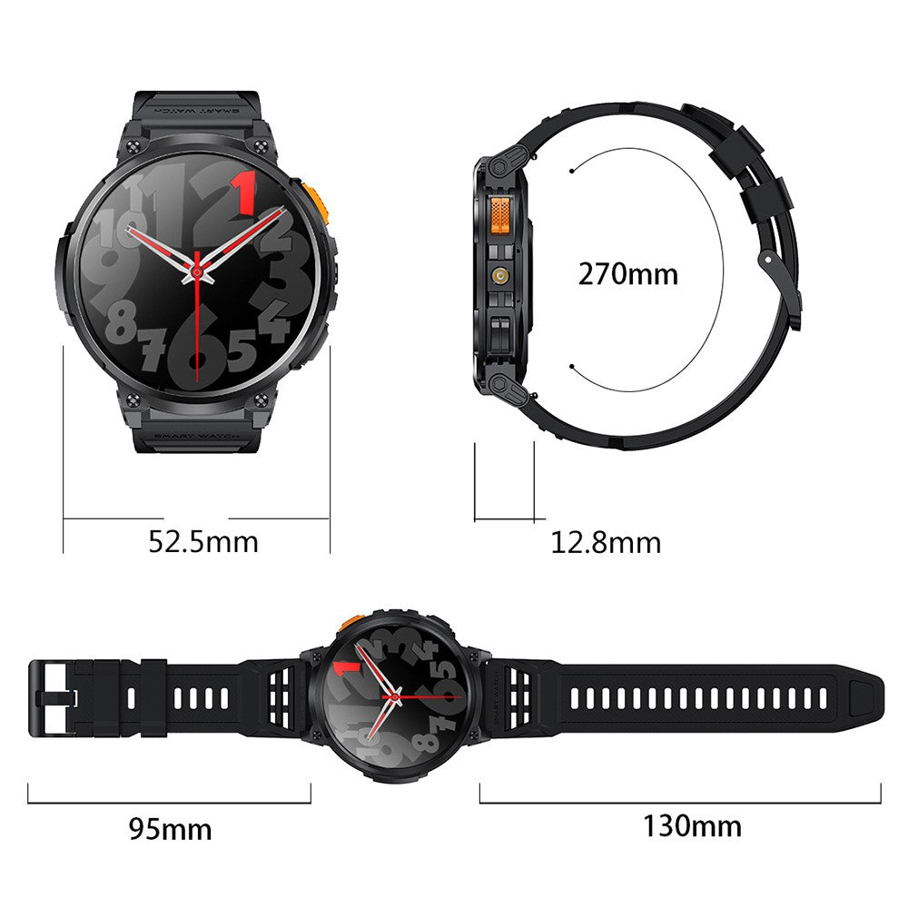 K66 1.85-inch IPS Screen Heart Rate Monitor Bluetooth-compatible Calling Sports Smart Watch with Flashlight