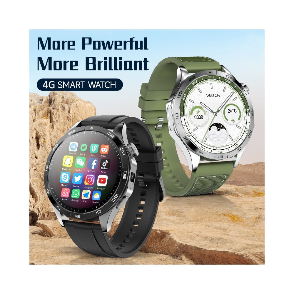 LM01 2+16G 1.43-inch AMOLED Smart Watch 4G SIM Card Android 8.1 Smart Sport Watch, for Europe Asia Africa