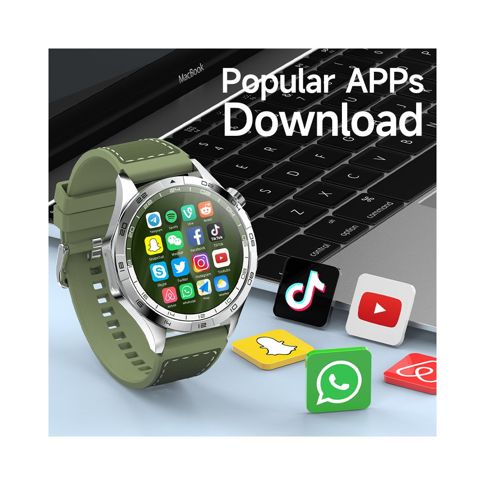 LM01 2+16G 1.43-inch AMOLED Smart Watch 4G SIM Card Android 8.1 Smart Sport Watch, for Europe Asia Africa