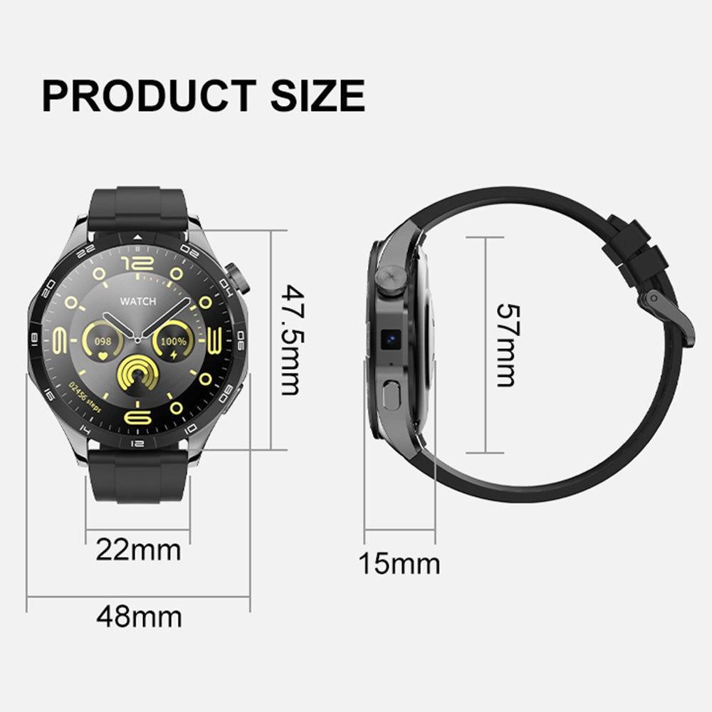 LM01 2+16G 1.43-inch AMOLED Smart Watch 4G SIM Card Android 8.1 Smart Sport Watch, for Europe Asia Africa