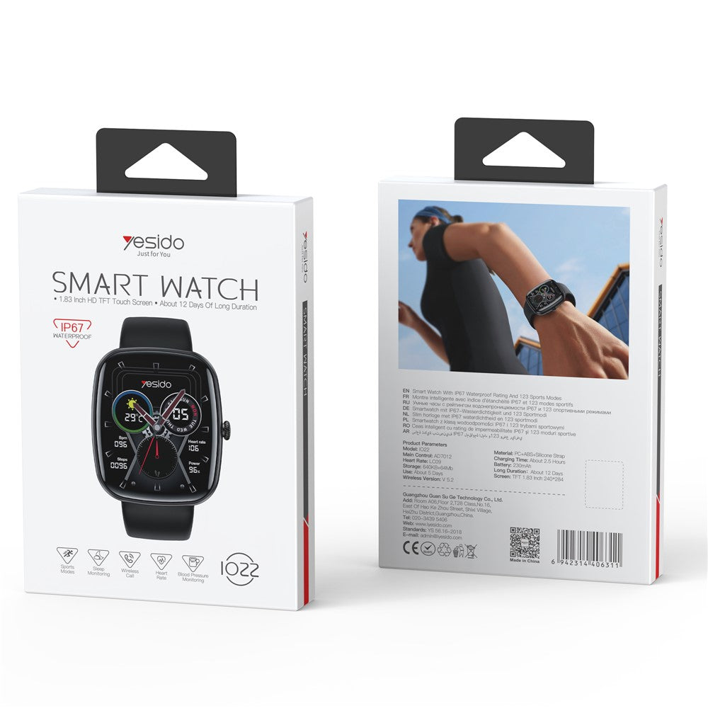 YESIDO IO22 Bluetooth-compatible Call Smart Watch Health Monitor IP67 Waterproof Sports Bracelet