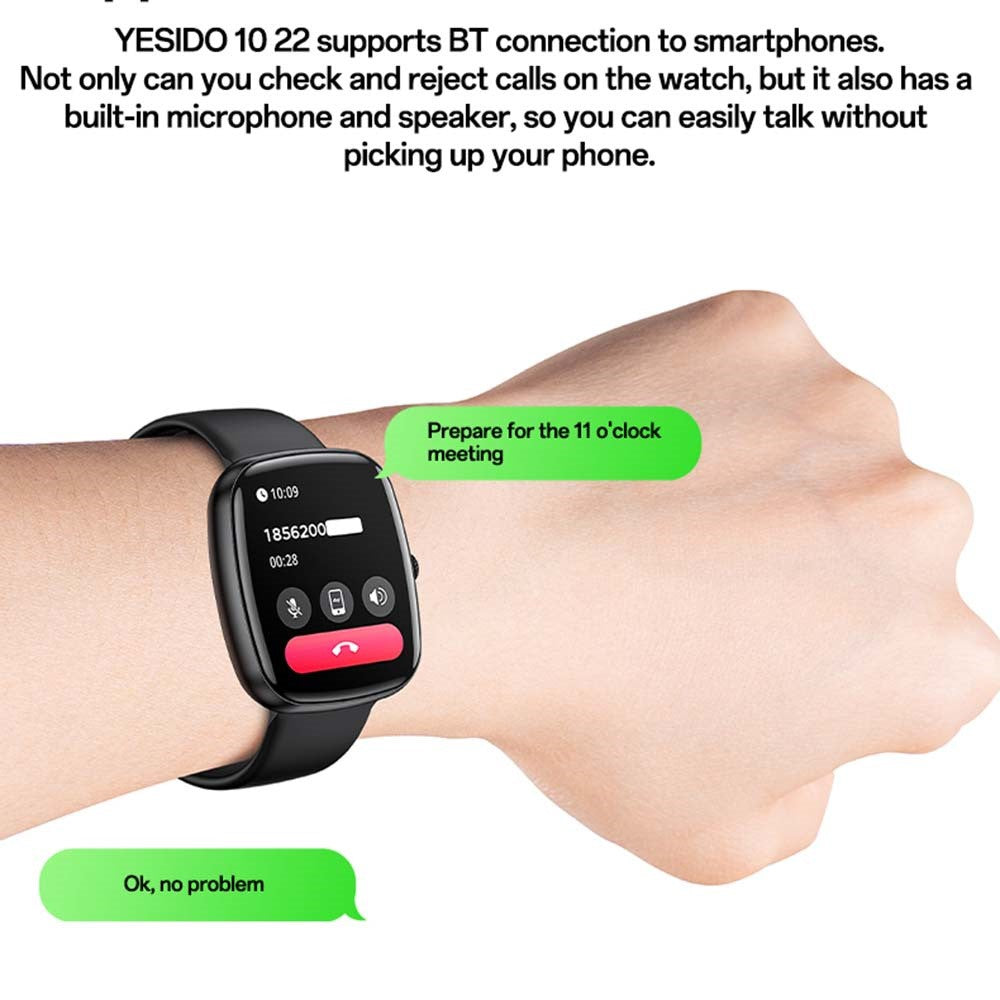 YESIDO IO22 Bluetooth-compatible Call Smart Watch Health Monitor IP67 Waterproof Sports Bracelet