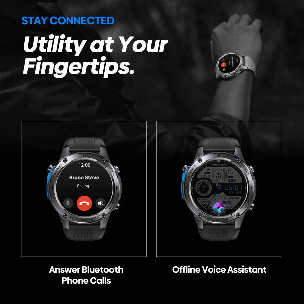 ZEBLAZE Stratos 2 Ultra 1.43-inch AMOLED Screen Bluetooth-compatible Call GPS Sports Watch Health Monitor Smart Watch