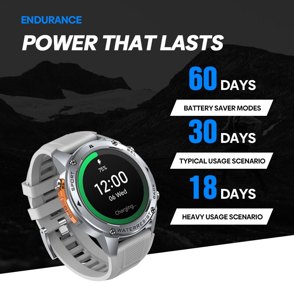 ZEBLAZE Stratos 2 Ultra 1.43-inch AMOLED Screen Bluetooth-compatible Call GPS Sports Watch Health Monitor Smart Watch