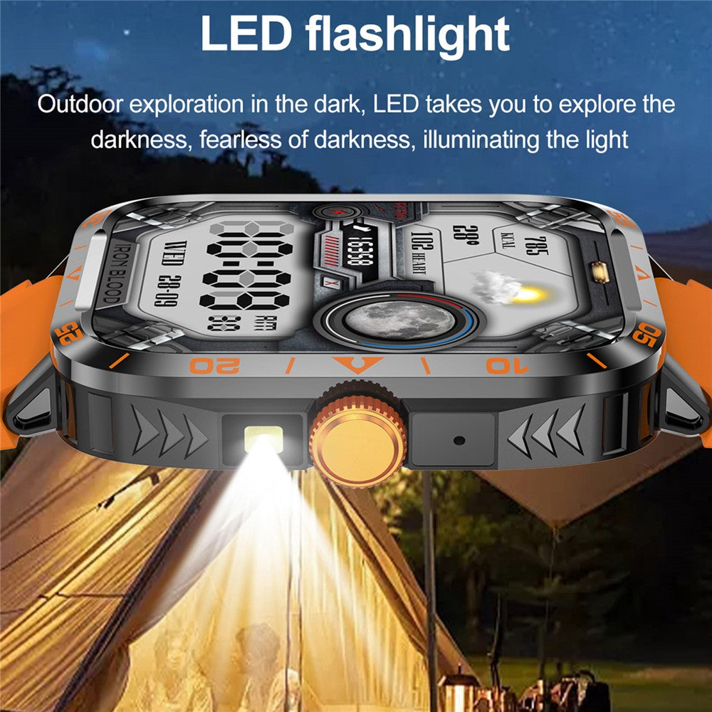 ZW59 Bluetooth-compatible Calling Smart Watch Blood Pressure Sleep Health Monitoring Sports Watch with Flashlight