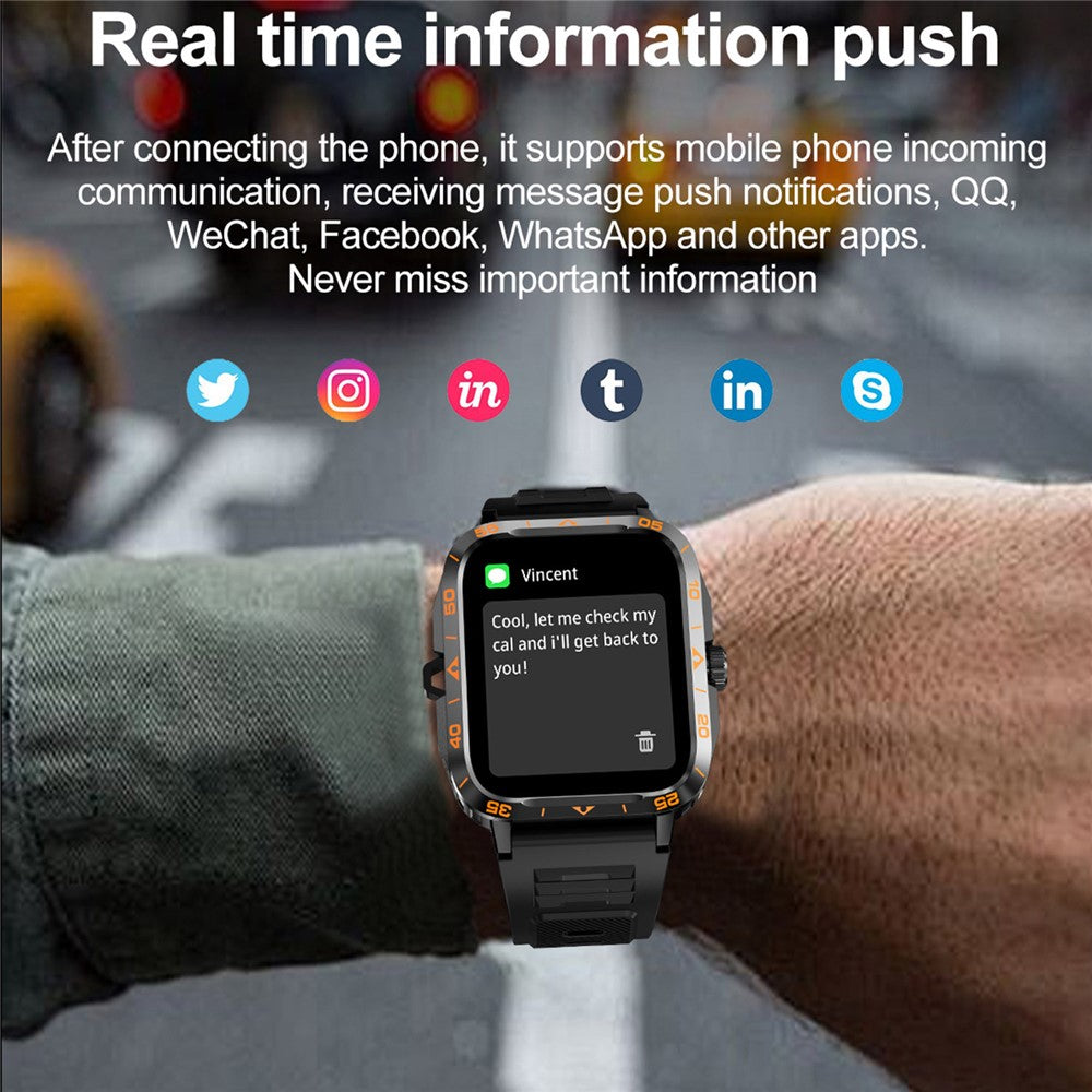 ZW59 Bluetooth-compatible Calling Smart Watch Blood Pressure Sleep Health Monitoring Sports Watch with Flashlight