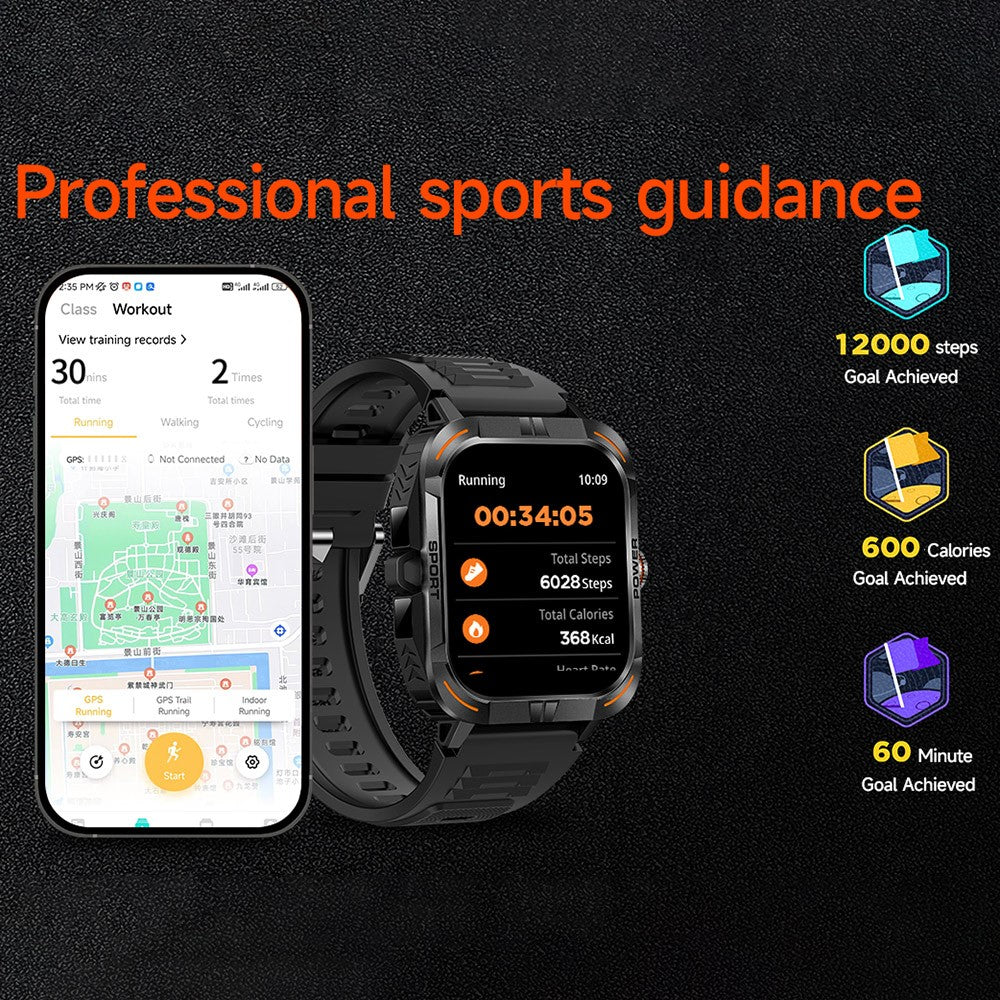 ZW69 AMOLED Screen Smart Watch Dafit App Health Monitor Waterproof Sports Watch with Flashlight