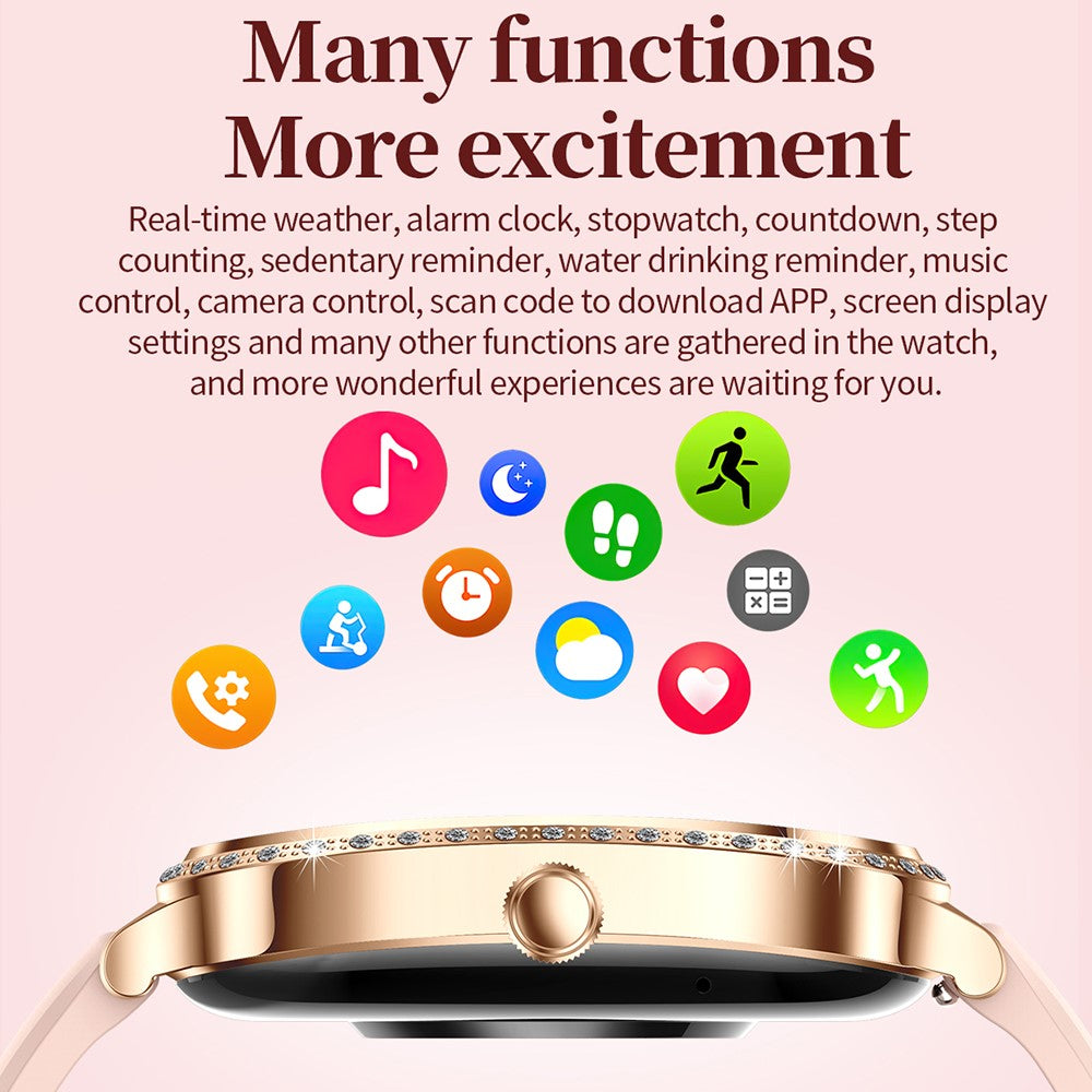 MK88 Silicone Strap 1.75-inch Women Rhinestones Smart Watch Bluetooth-compatible Calling Fitness Tracker Smart Bracelet
