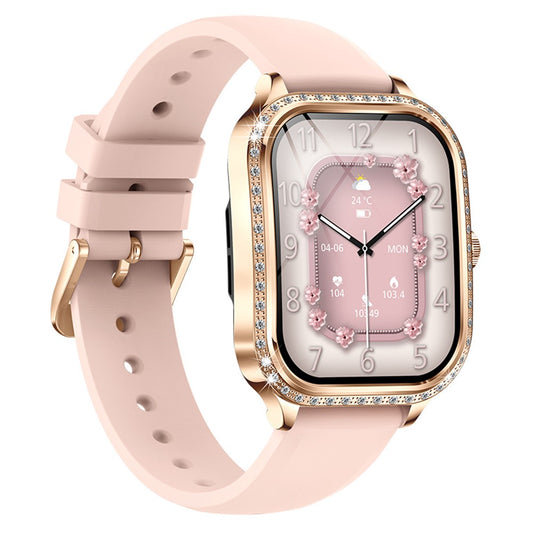 MK88 Silicone Strap 1.75-inch Women Rhinestones Smart Watch Bluetooth-compatible Calling Fitness Tracker Smart Bracelet