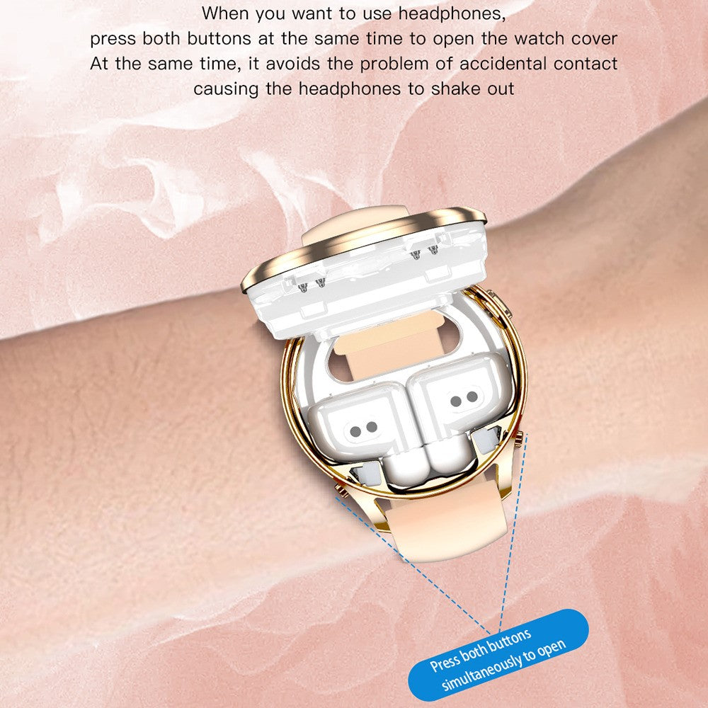 X17 Women TWS Earphones Smart Watch 2 in 1 Bluetooth-compatible Call Music Heart Rate Monitoring Watch