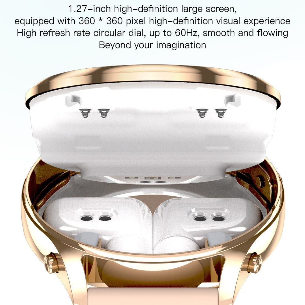X17 Women TWS Earphones Smart Watch 2 in 1 Bluetooth-compatible Call Music Heart Rate Monitoring Watch