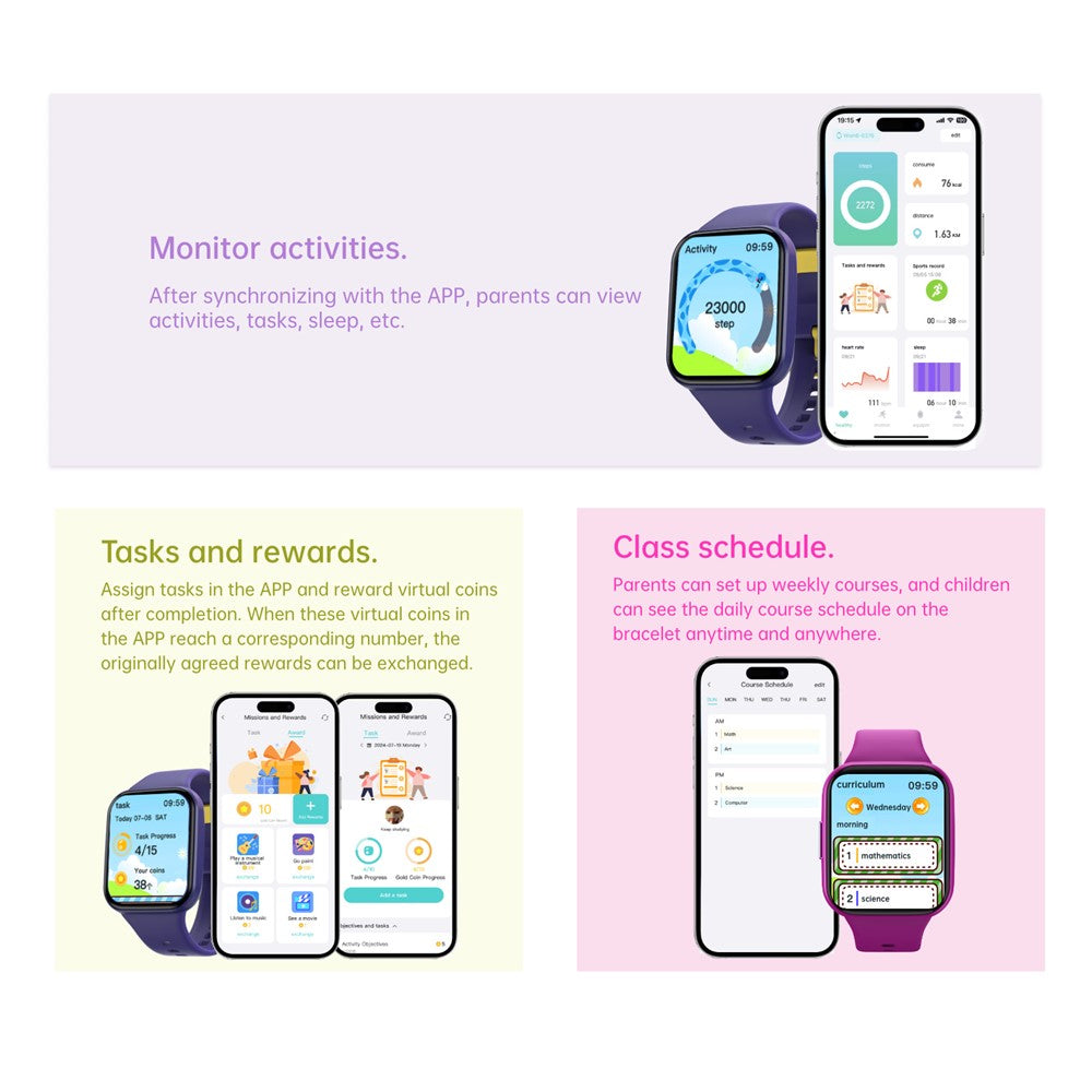 Wish 6 Children Smart Watch Health Monitor Interactive Fitness Tracker with Rewards Task Management