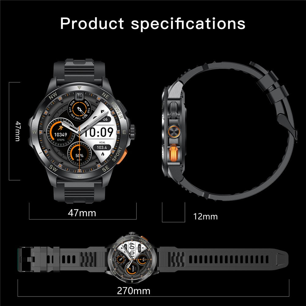 AK77 Silicone Strap 1.43-inch AMOLED Smart Watch Sleep Health Monitoring Bluetooth-compatible Call Sports Watch