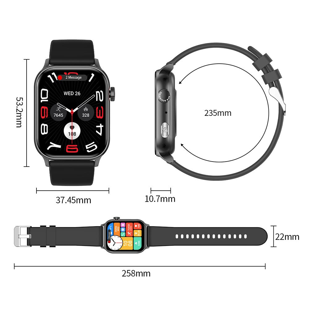 KR86 1.95-inch AMOLED Screen Smart Watch Health Monitoring Sports Watch Support Bluetooth-compatible Call