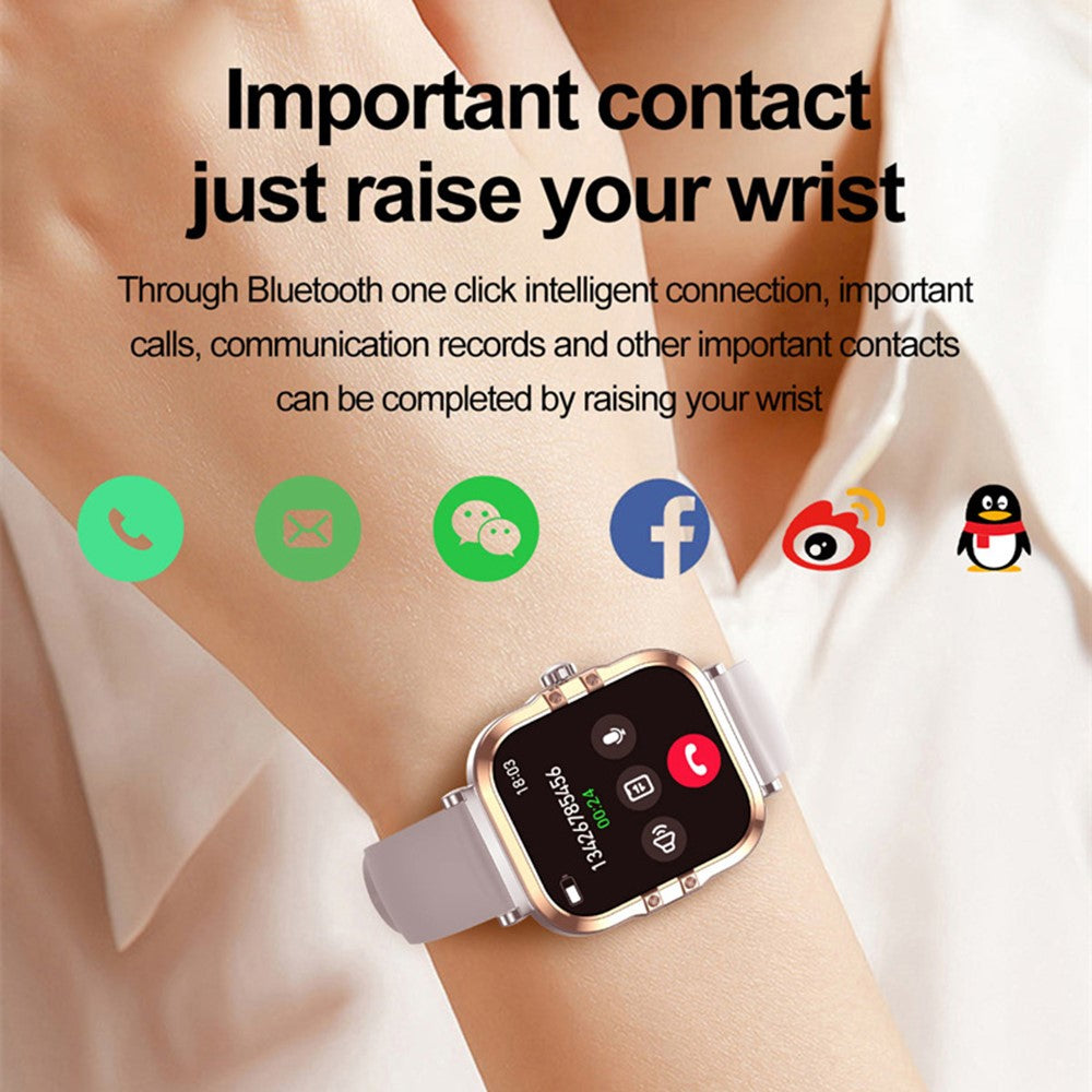 HK82 1.75-inch AMOLED Square Screen NFC Smart Watch Health Monitor Wrist Watch, Silicone Strap