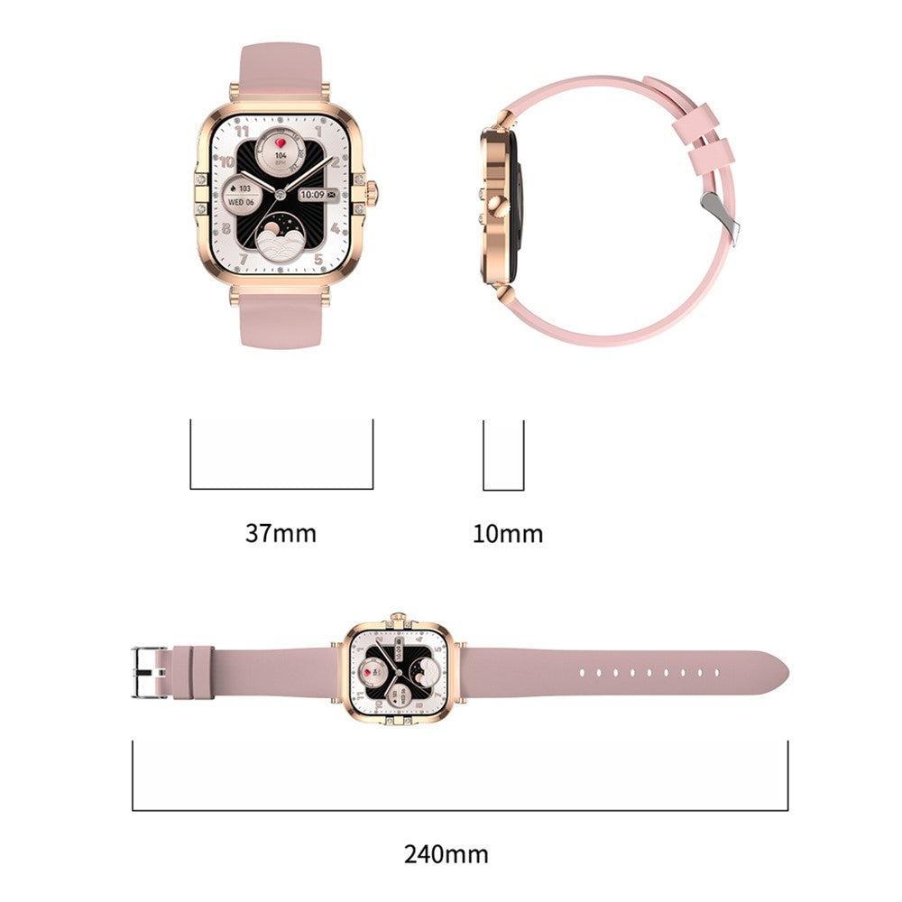 HK82 1.75-inch AMOLED Square Screen NFC Smart Watch Health Monitor Wrist Watch, Silicone Strap