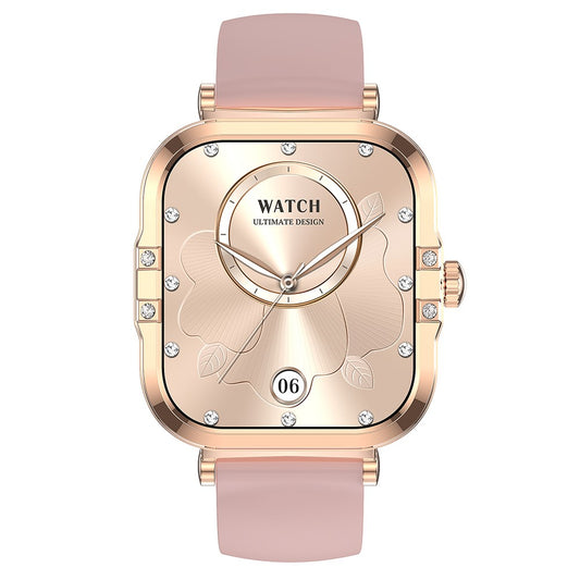 HK82 1.75-inch AMOLED Square Screen NFC Smart Watch Health Monitor Wrist Watch, Silicone Strap