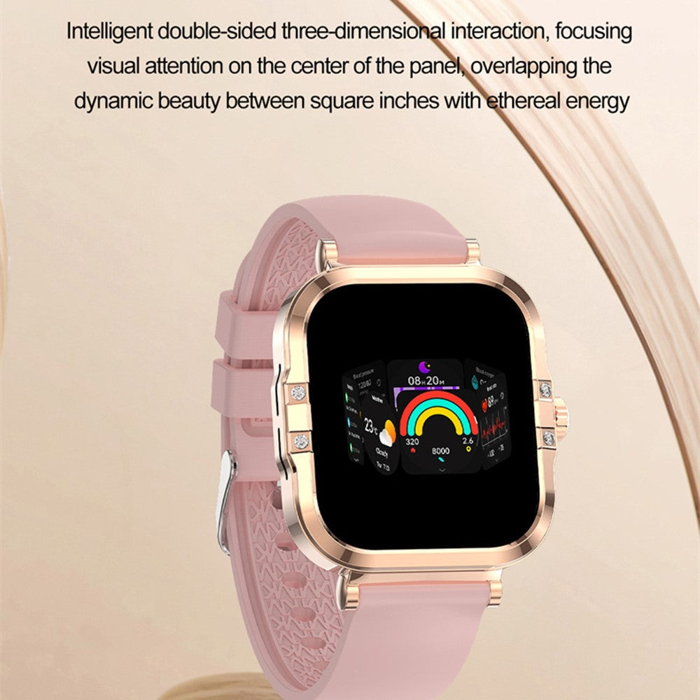 HK82 1.75-inch AMOLED Square Screen NFC Smart Watch Health Monitor Wrist Watch, Silicone Strap