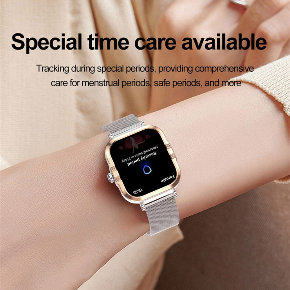 HK82 1.75-inch AMOLED Square Screen NFC Smart Watch Health Monitor Wrist Watch, Silicone Strap