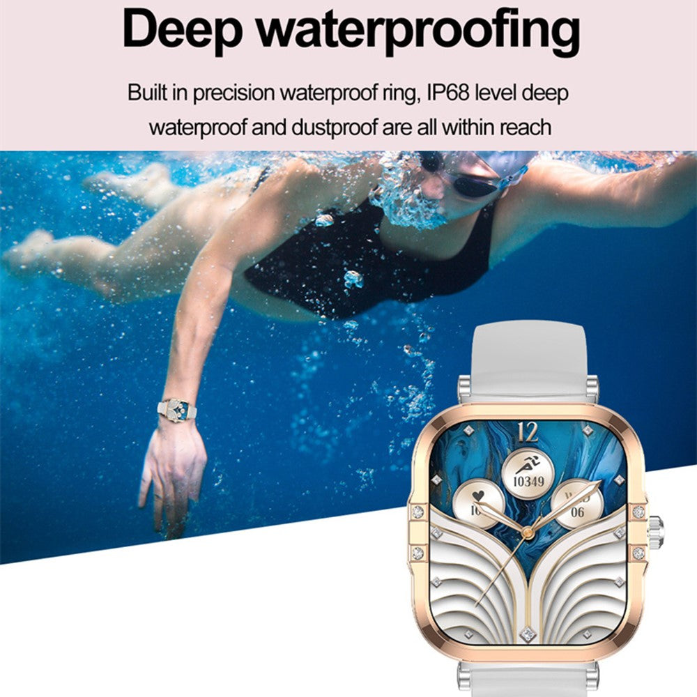 HK82 1.75-inch AMOLED Square Screen NFC Smart Watch Health Monitor Wrist Watch, Silicone Strap