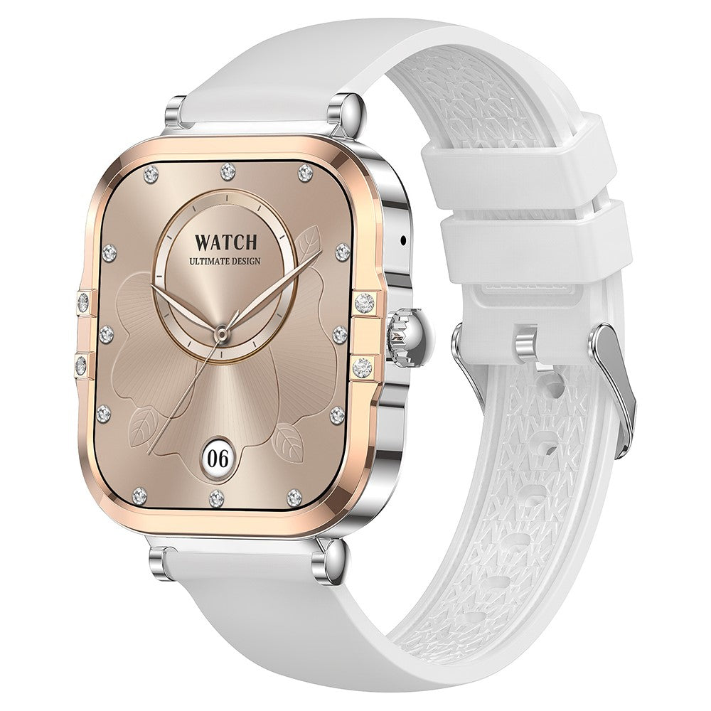 HK82 1.75-inch AMOLED Square Screen NFC Smart Watch Health Monitor Wrist Watch, Silicone Strap