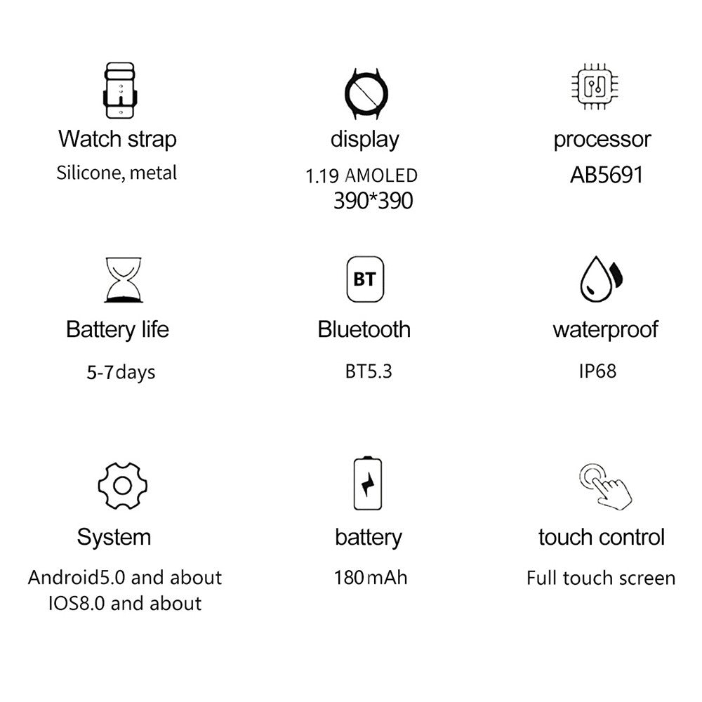 HK88 1.19-inch Heart Rate Monitor NFC Smart Watch Menstrual Cycle Tracker for Women, Silicone Strap