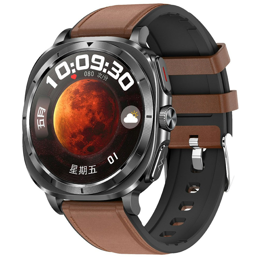 ET492 Smart Watch Bluetooth-compatible Call Body ECG Health Monitor Smartwatch, Leather Strap