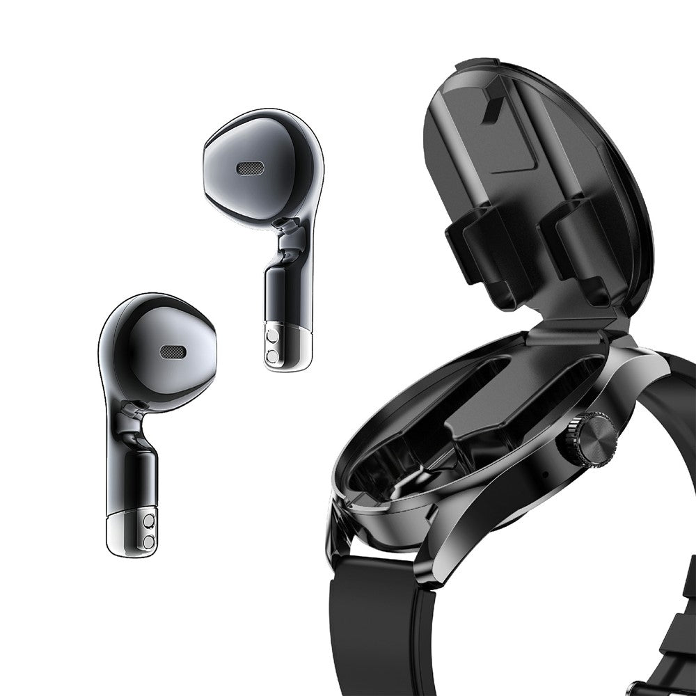 D9 Silicone Strap Smart Watch with Earbuds Bluetooth-compatible 5.3 Heart Rate Monitor NFC Touch Screen Fitness Tracker