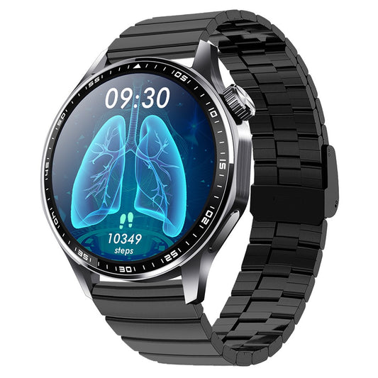 F61 1.55 Inch Round Screen Sports Smart Watch SOS Alarm Heart Rate Blood Oxygen Monitor with Bamboo Joint Strap