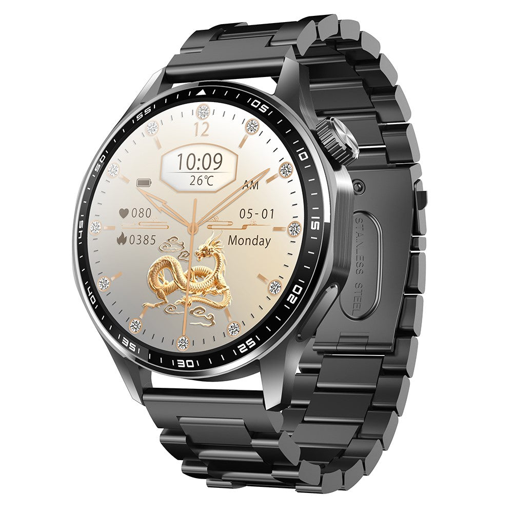 F61 1.55 Inch Round Screen Sports Smart Watch SOS Alarm Heart Rate Blood Oxygen Monitor with 3 Beads Strap