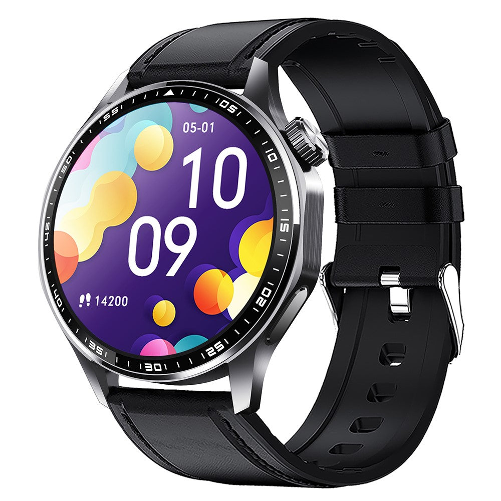 F61 1.55 Inch Round Screen Sports Smart Watch SOS Alarm Heart Rate Blood Oxygen Monitor with Leather Strap