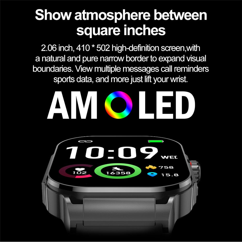 G40 2.06 Inch AMOLED Smart Watch Health Monitor Bluetooth-compatible Calling Fitness Tracker for Android iOS