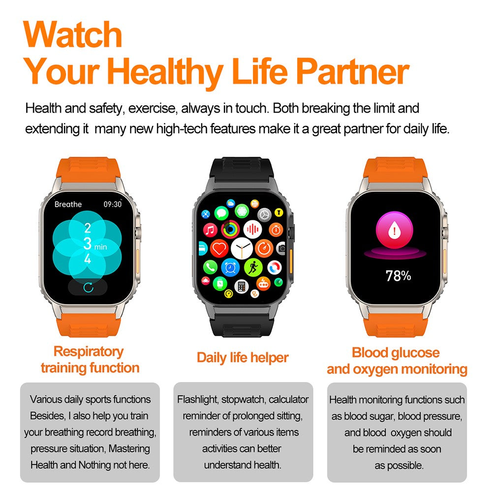 G41 2.01 Inch Health Monitor Smart Watch Bluetooth-compatible Calling Fitness Tracker for Android iOS , Silicone Strap