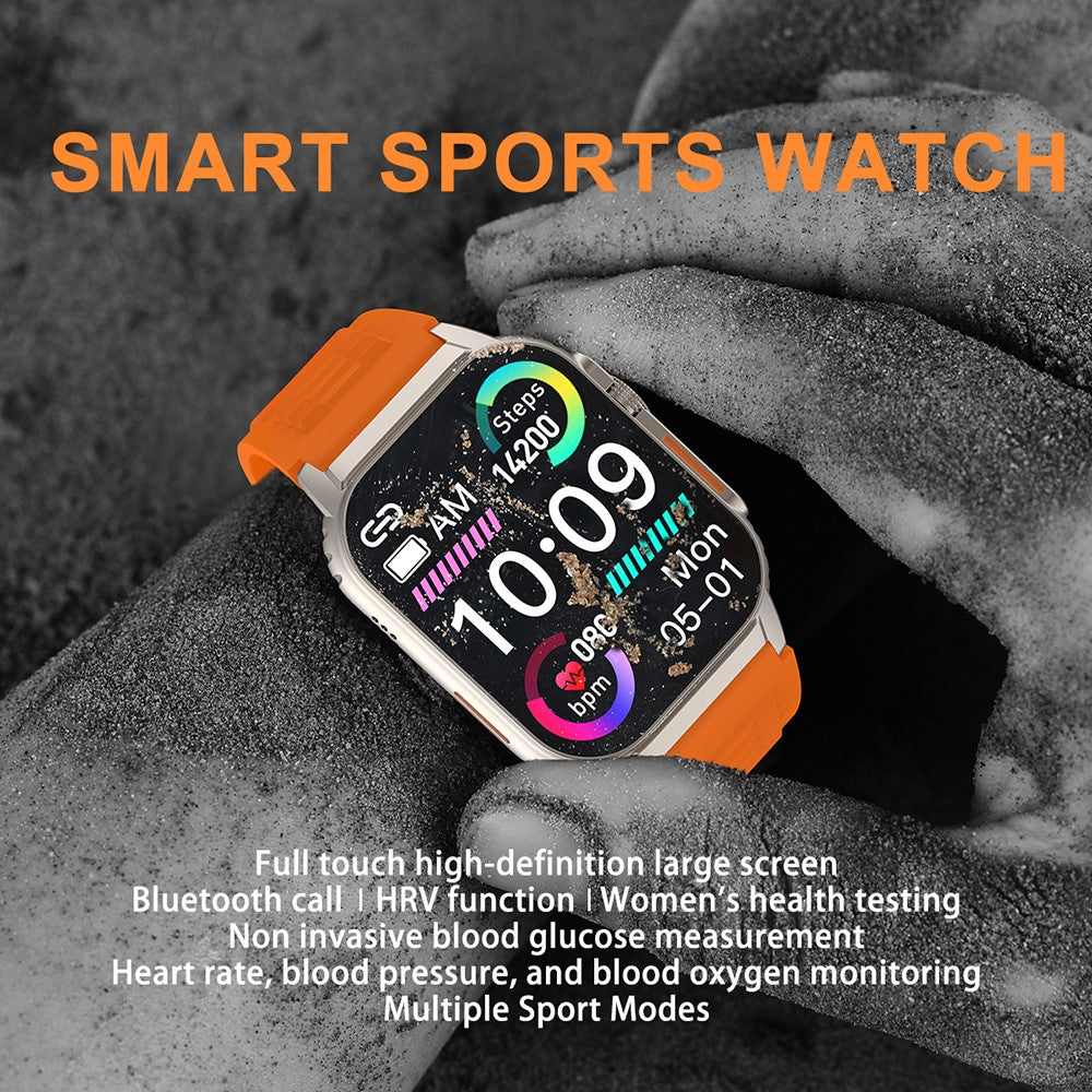 G41 2.01 Inch Health Monitor Smart Watch Bluetooth-compatible Calling Fitness Tracker for Android iOS , Silicone Strap