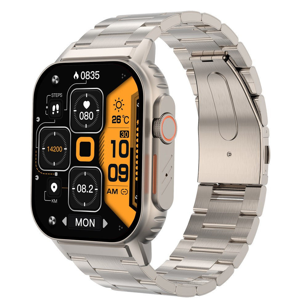 G41 2.01 Inch Health Monitor Smart Watch Bluetooth-compatible Calling Fitness Tracker for Android iOS , Steel Strap