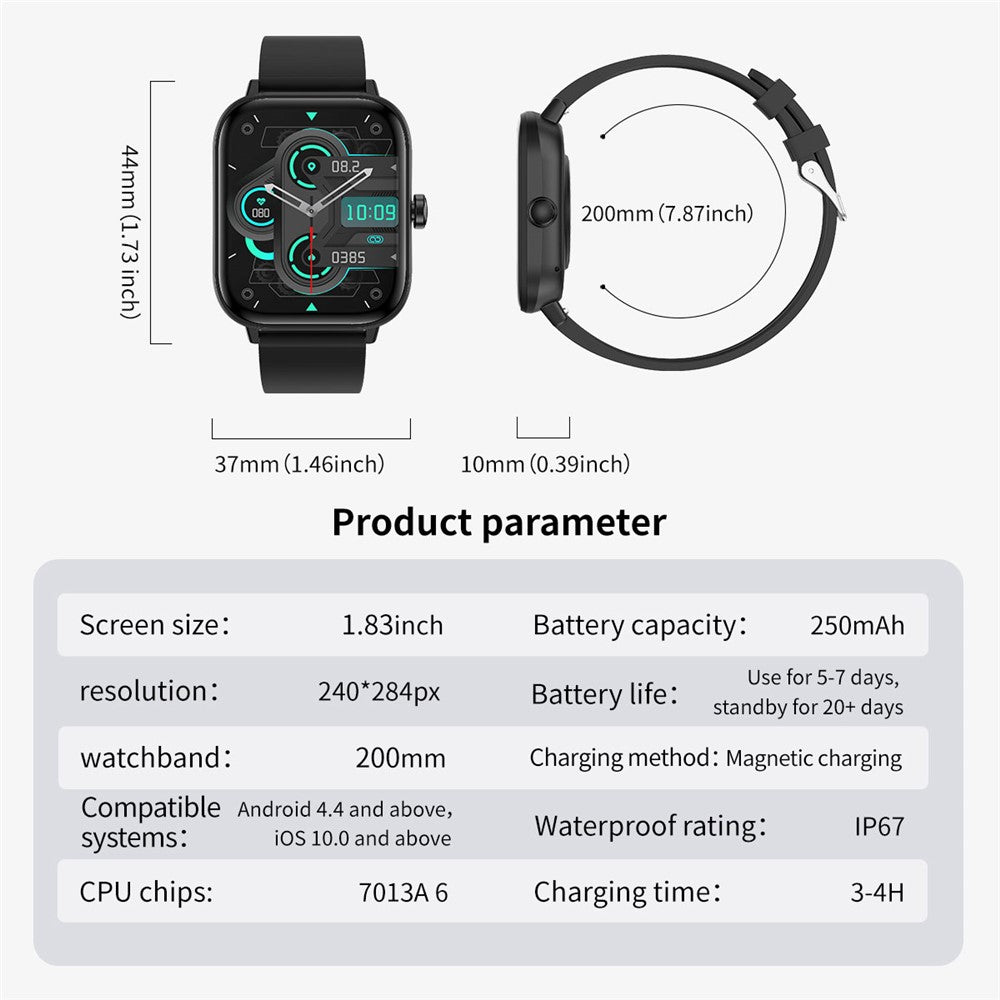 G42 1.83 Inch Women Health Monitor Smart Watch IP67 Waterproof Bluetooth-compatible Calling Sports Watch