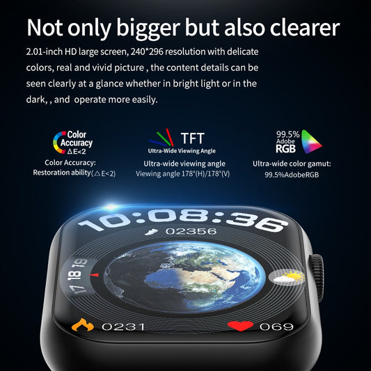 G44 2.01 Inch Smart Watch 24 Hours Heart Rate Monitor Fitness Tracker Wristwatch , Steel Strap