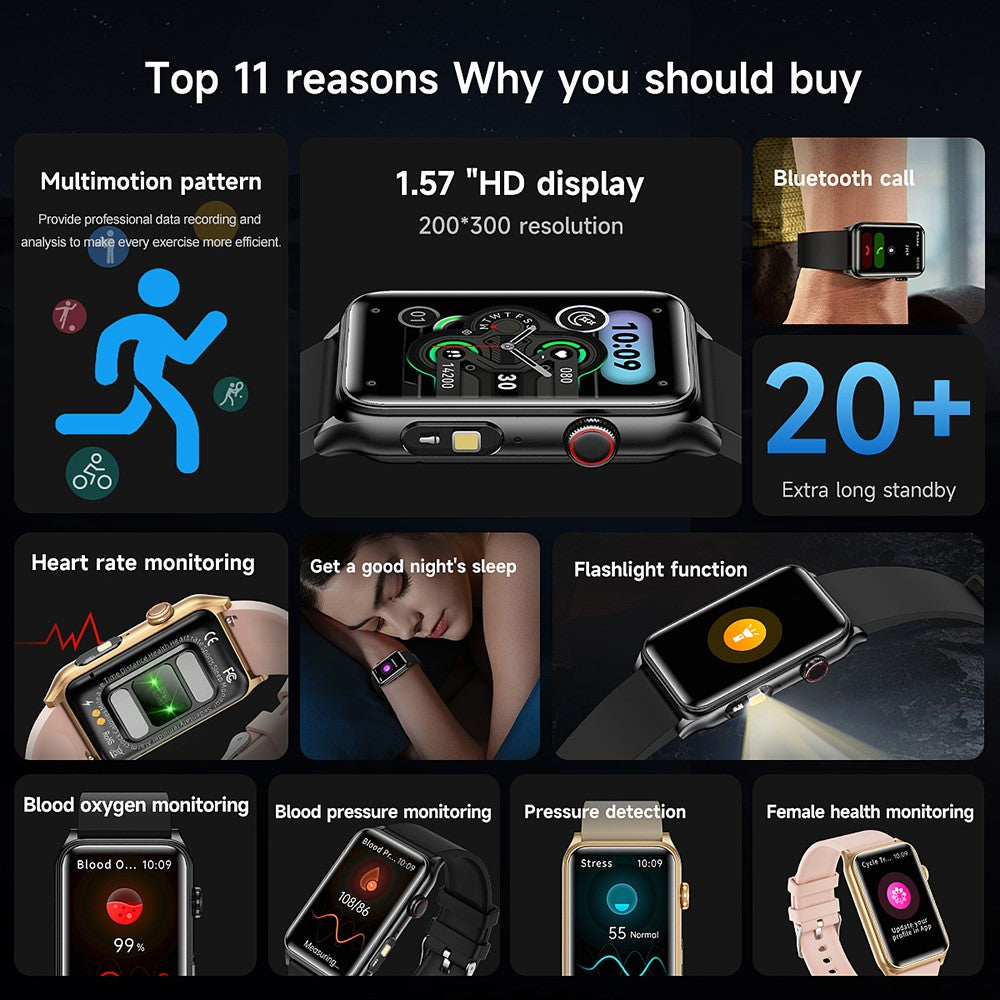 G50 1.57 Inch Smart Bracelet Fitness Tracker Bluetooth-compatible Calling Heart Rate Monitor Wristband