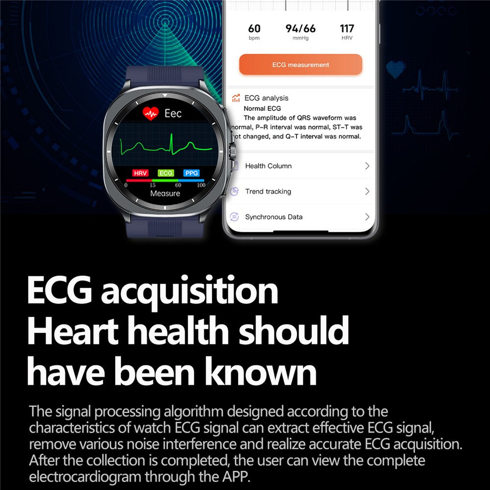TK65 1.43 Inch ECG Blood Pressure Monitor Bluetooth-compatible Call Smart Watch Support NFC Access Control