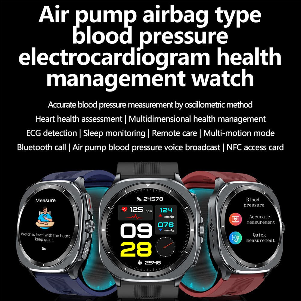 TK65 1.43 Inch ECG Blood Pressure Monitor Bluetooth-compatible Call Smart Watch Support NFC Access Control