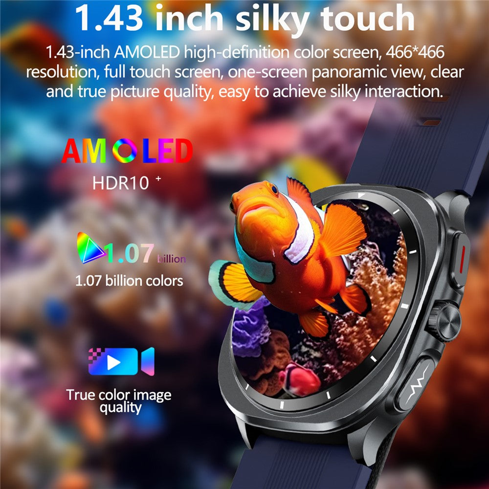 TK65 1.43 Inch ECG Blood Pressure Monitor Bluetooth-compatible Call Smart Watch Support NFC Access Control
